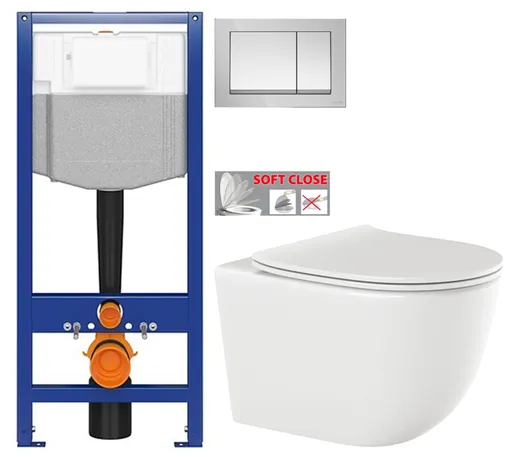 CERSANIT predstenový inštalačný systém s tlačidlom chrom K97-509 + WC INVENA TINOS  + SEDADLO K97-526 509 NO1