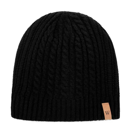 Pánska čierna čiapka so subtílnym vzorom a elegantným detailom 101-HF-010-1