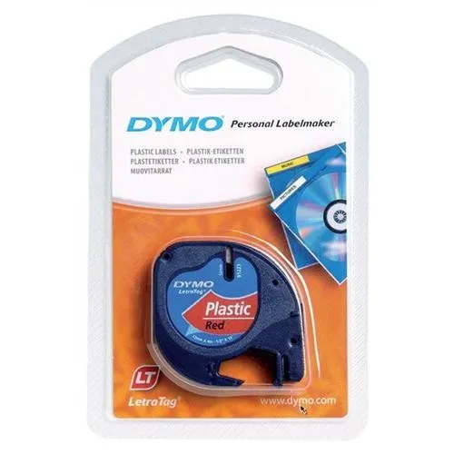 Dymo LetraTag 59424, S0721580 / 91203, S0721630, 12mm x 4m, čierna tlač/červený podklad, originální pásk