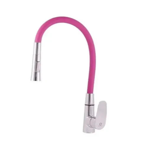 RAV SLEZÁK Amur drezová batéria so silikónovým ramienkom ružová / chróm am719.0/12r AM719.012R