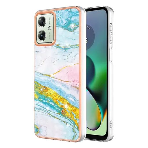 IMD MARBLE Ochranný kryt pre Motorola Moto G54 5G / G54 Power Edition 5G GREEN GOLD