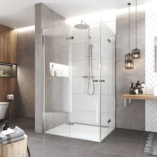 Mereo Sprchovací kút, Novea, obdĺžnik, zalamovací, 110x100 cm, chróm ALU, sklo Číre CK15833ZVR