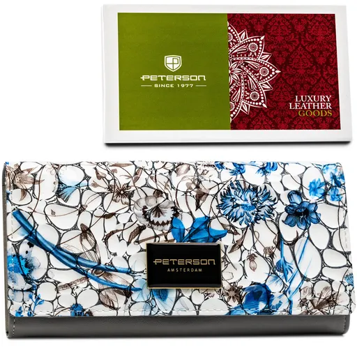 Dámska horizontálna kvetinová peňaženka s vnútorným vreckom na zips - Peterson