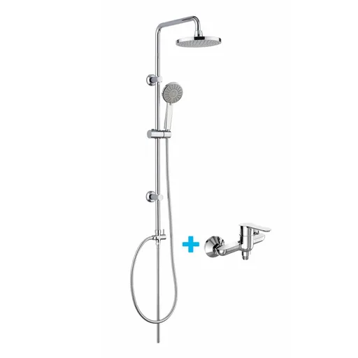 MEREO Mereo Sprchový set: Sprch. batéria a súprava s horným vývodom, pochrómovaný plast, ručná a hlavová sprcha CB610ZL