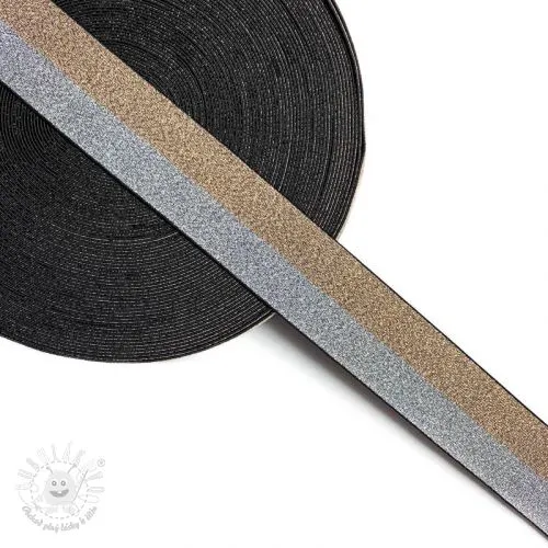 Guma hladká 4 cm Lurex DOU champagne silver