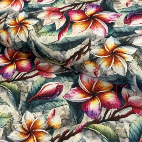 Viskóza s ľanom Jasmine design C digital print