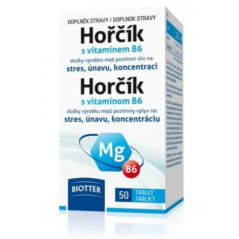 Biotter Hořčík 125mg s vitamínem B6 50 tabliet