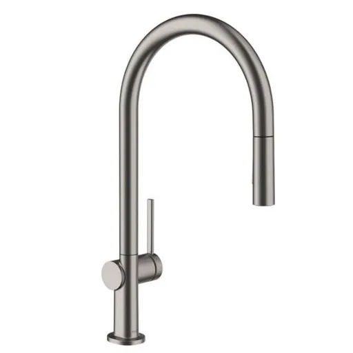 Drezová batéria Hansgrohe Talis s vyťahovacou sprškou, 2 prúdy kartáčovaný čierny chróm 7280034