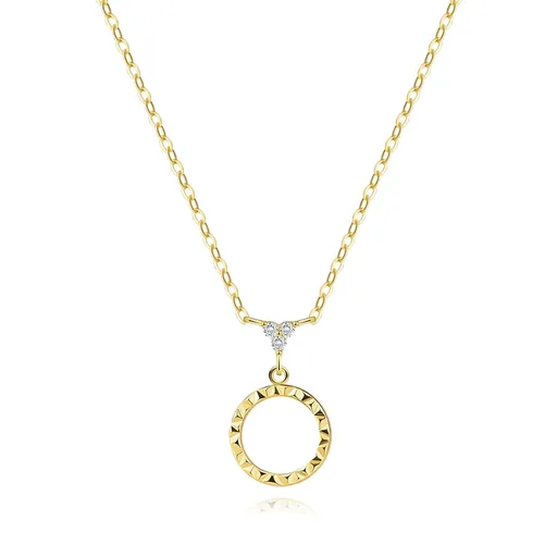 Zlatý náhrdelník 9K s kruhom a tromi zirkónmi