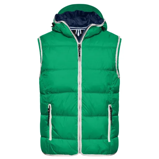 James & Nicholson (Daiber) Pánska vesta s kapucňou JN1076 - Írska zelená / biela | L