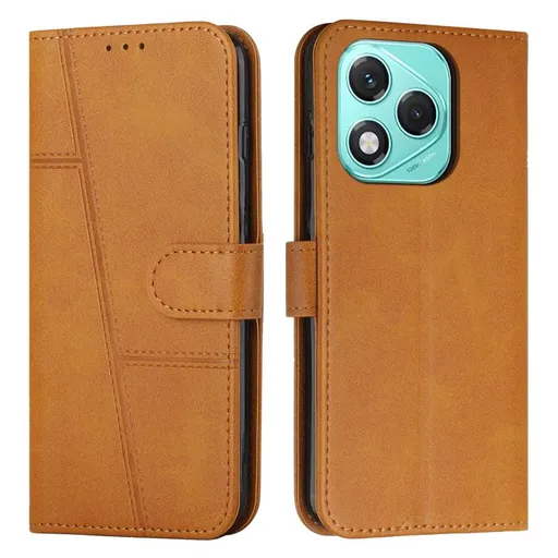 STITCHED Peňaženkový kryt pre Honor 400 Lite svetlohnedý