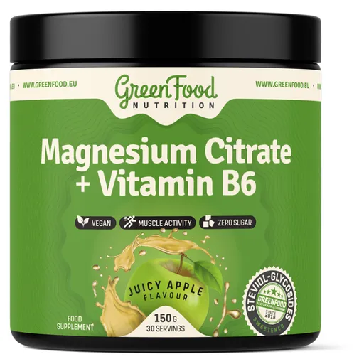 GREENFOOD NUTRITION Magnesium Citrate + Vitamín B6 juicy apple 150 g