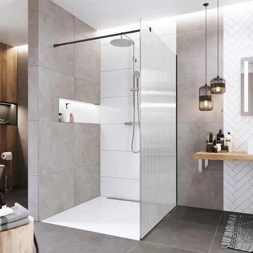 Mereo Sprchová stena WALK IN, Novea, 120 x 2000 cm, čierny ALU, sklo Line CK10604HBL