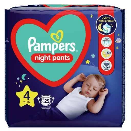 PAMPERS Pants Night 4 Nohavičkové plienky 9 - 15 kg 25 ks