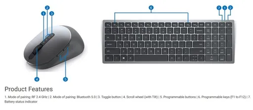 Dell Multi-Device Bezdrôtová klávesnica a myš - KM7120W - US International (QWERTY)