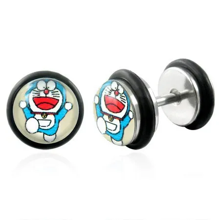 Fake plug s gumičkou a motívom rozprávkového kocúra  - pár