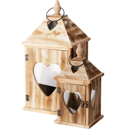 Súprava drevených lampášov Srdce, 2 ks