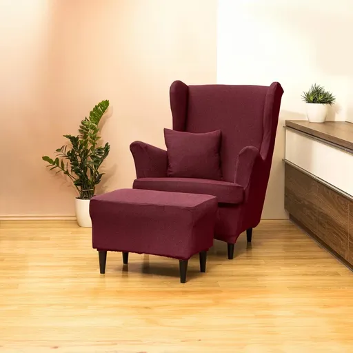 Astoreo Potah na křeslo ušák s podsedákem Gisela, vínový