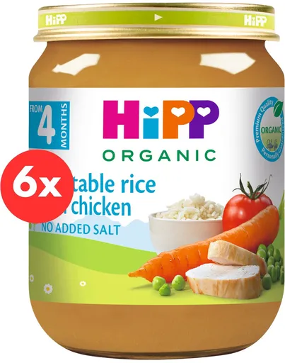 HiPP BIO Zelenina a ryža s kuracím mäsom - 6x 125g (9062300400981)