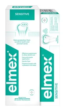 Elmex ústná voda 400 ml + zubná pasta sensitive 75 ml darčeková sada