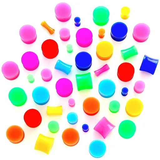 Plug do ucha - neónová sviečka - Hrúbka: 10 mm, Farba piercing: Svetlo Modrá