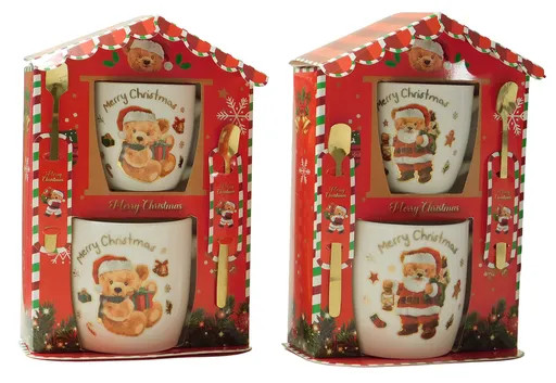 MAKRO - Hrnček s lyžičkou keramický 2ks, vianočný