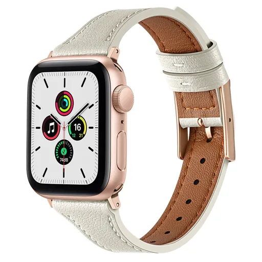 LEATHER Kožený remienok pre Apple Watch SE / SE 2022 / SE 2023 / SE 2025 (40mm) biely