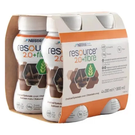 RESOURCE 2,0 kcal Fibre čokoládová príchuť 4 x 200 ml
