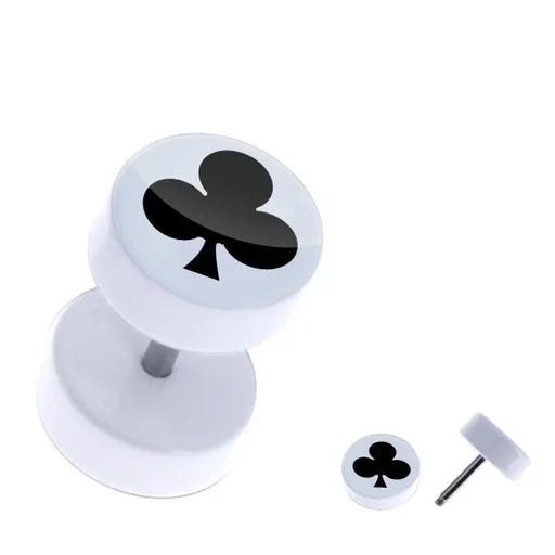 Falošný akrylový plug do ucha s trojlistom v kruhu