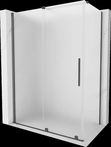 MEXEN/S - Velár sprchovací kút, posuvné dvere 150 x 85, dekor, grafit kartáčovaná 871-150-085-31-66