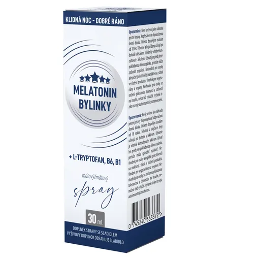 CLINICAL Melatonín bylinky + L-Tryptofán + B6 + B1 mätový sprej 30 ml