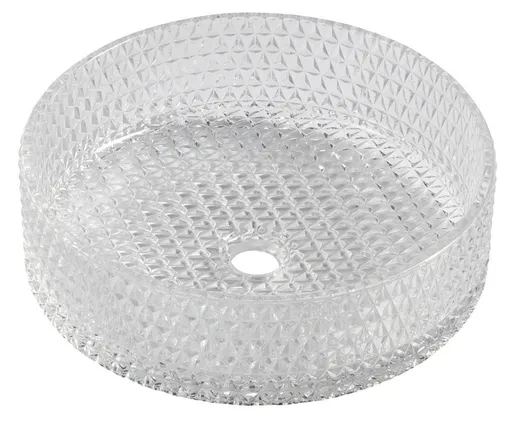 SAPHO - MARAGUA gravírované sklenené umývadlo na dosku priemer 39,5cm, číre sklo TY214CL