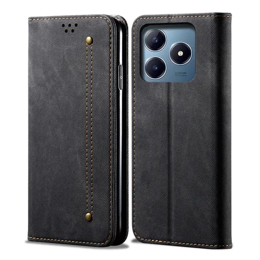 DENIM Peňaženkový kryt pre Realme C61 / Realme C63 čierny