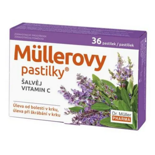 DR. MÜLLER Müllerove pastilky šalvia, vitamín C bez cukru 36 ks