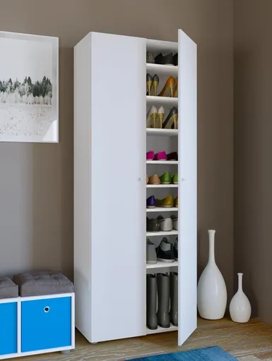 VCM Botník Vandol I s dvířky a 9 policemi, bílý