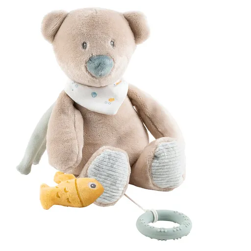 NATTOU Medvedík plyšový hudobný Jules s hryzačkou silikón 30 cm Romeo, Jules & Sally