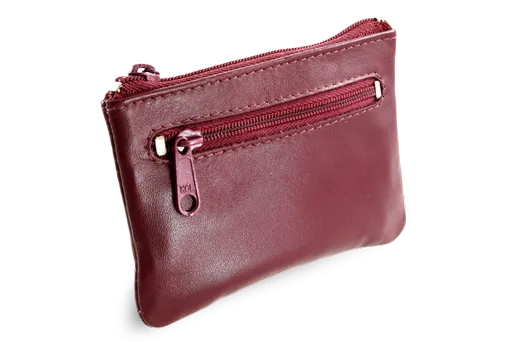 Burgundy kožená dvojzipsová kľúčenka 619-0370-34