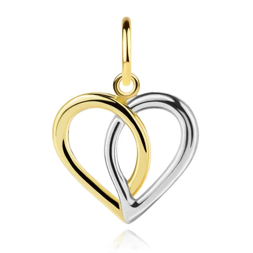 Zlatý prívesok 14K prepletená línia srdca v dvoch odtieňoch zlata