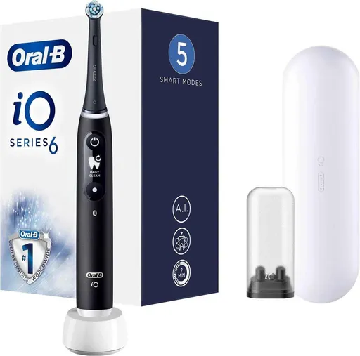 Oral-B iO6 elektrická zubná kefka, magnetická, 5 režimov, displej, umelá inteligencia, časovač, čierny