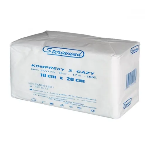 STERIWUND Gáza kompres nesterilný 10 x 20cm 100 kusov