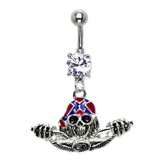 Piercing do pupku lebka s helmou