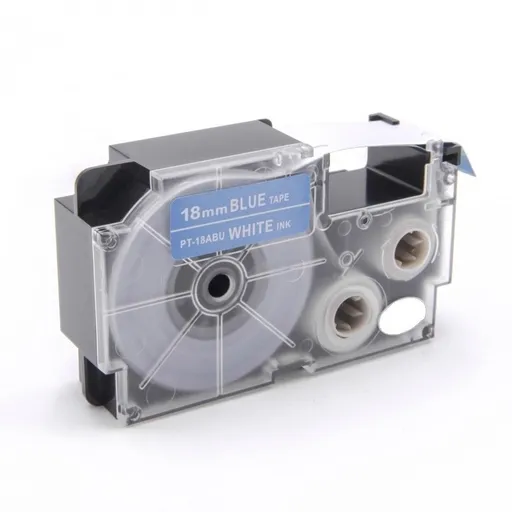 Kompatibilná páska s Casio XR-18ABU 18mm x 8m biela tlač / modrý podklad