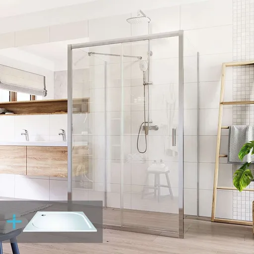 MEREO Mereo Sprchový set: LIMA, obdĺžnik, 100x120x100x190 cm, chróm ALU, sklo Číre vr. vaničky liaty mramor CK85543KM