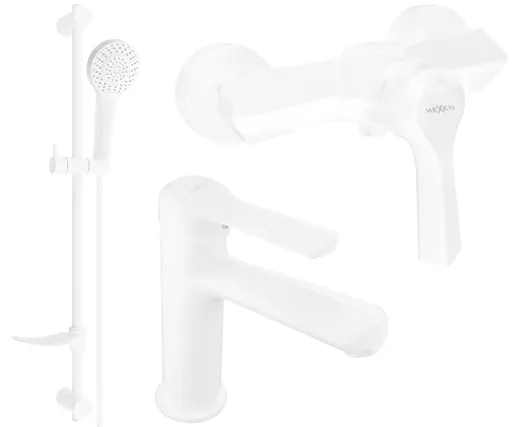 MEXEN/S - Saber DF05 Set umývadlové a sprchové batérie s príslušenstvom, biela 72104DF05-20