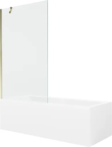 MEXEN/S - Cubik obdĺžniková vaňa 150 x 70 cm s panelom + vaňová zástena 100, transparent, zlatá 550315070X9510000050