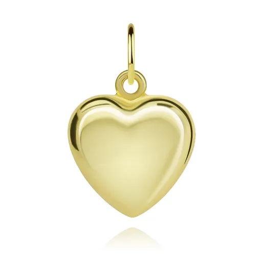 Prívesok v 925 striebre - vypuklé srdce zlatej farby, lesklý povrch