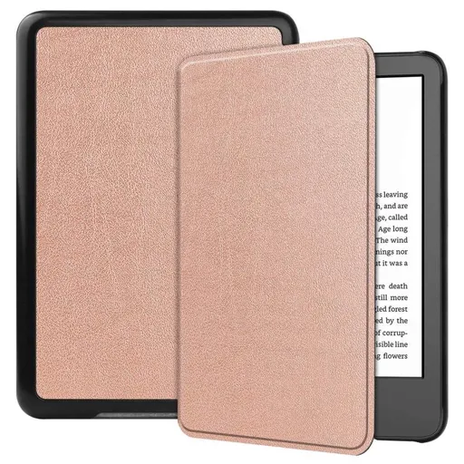 LEATHER Zaklápacie puzdro pre Amazon Kindle 11. generácia 2022 / 2024 ružové