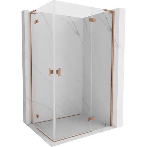 MEXEN/S - Mist-H L Duo sprchovací kút dvere krídlové 85 x 95, transparent, meď kartáčovaná 8A5L-085L-095P-65-00