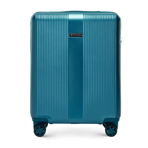 Malý polykarbonátový kufor s vertikálnym razením, modrý 56-3P-901-91