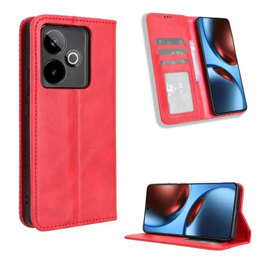 BUSINESS Peňaženkový kryt pre Realme GT 7 5G / Realme GT 7T 5G červený